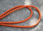 Flätad läderimitation - 4 mm, orange