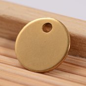 Rostfritt stål - guldfärgade berlocker, rund tag 8 mm
