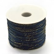 Smyckestråd - 2 mm, blå med guldtråd