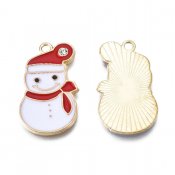 Emaljerad berlock - stor snögubbe