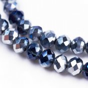 Facetterade glaspärlor - 3x2 mm, blå- och silvermetallic