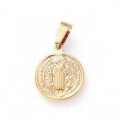 Rostfritt stål guld berlock medaljong saint benedict