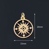 Rostfritt stål guld berlock hänge kompass