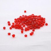 Seed Beads - 4 mm, genomskinligt röda