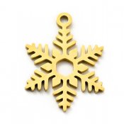 Rostfritt stål - guldfärgad berlock, flikig snöflinga