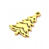 Rostfritt stål - guldfärgad berlock, julgran