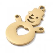 Rostfritt stål - guldfärgad berlock, snögubbe