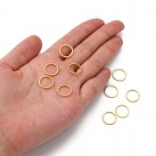 Rostfritt stål - guldfärgade slutna ringar, 12x0,8-1 mm