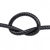 Äkta läderband, flätad, ca 8 mm