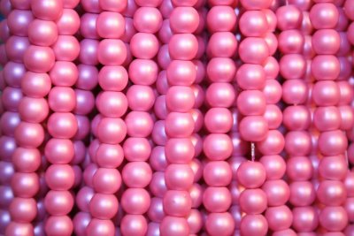 Sidenmatta glaspärlor - 12 mm, rosa