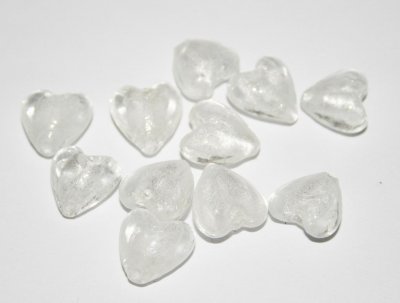 Silverfoilhjärtan - 12 mm, vit