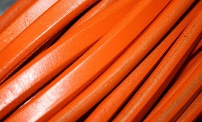 Läderband - regaliz look, orange