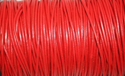 Äkta läderband - 2 mm, röd
