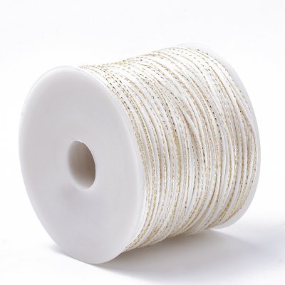 Smyckestråd - 2 mm, vit med guldtråd
