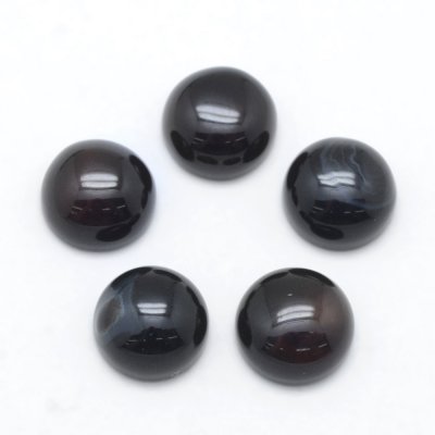 Cabochons - 8 mm, svart agat