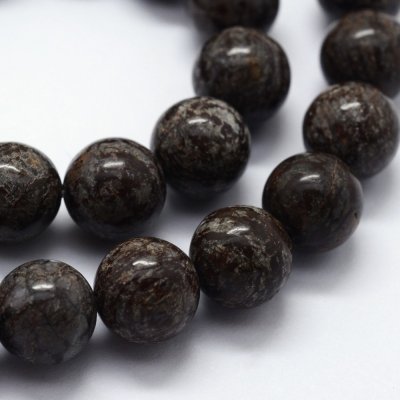 Ädelstenspärlor - 4 mm, snowflake obsidian, brun