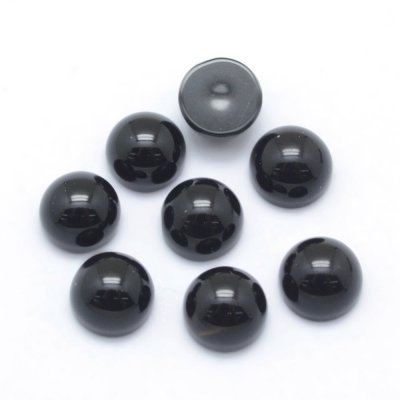 Cabochons - 6 mm, svart agat