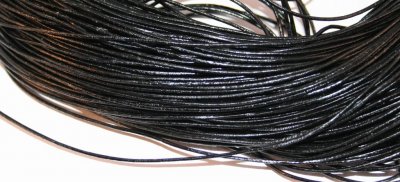 Äkta läderband - 1 mm, svart