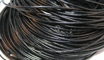 Äkta läderband - 3 mm, svart