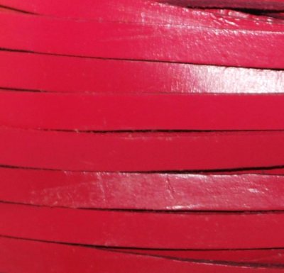 Äkta läderband - platt 10x2,5mm, rödrosa