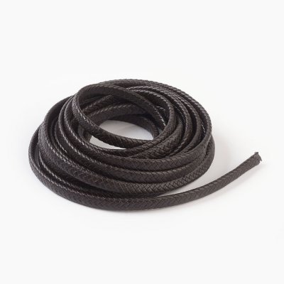 Äkta flätat läderband, platt, ca 11x5 mm